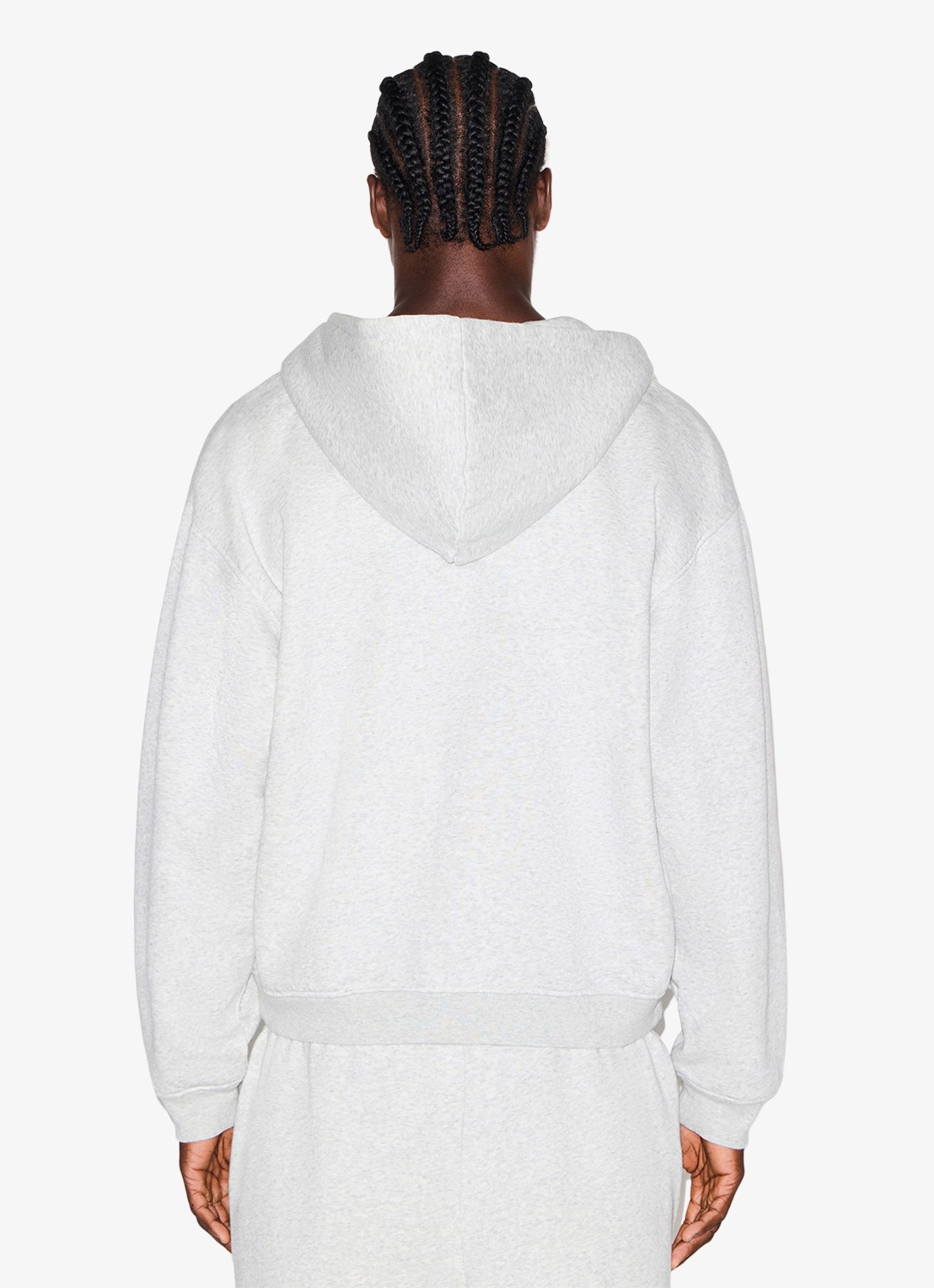 SKIMS Fleece Lounge vest met capuchon - achterkant light heather grey