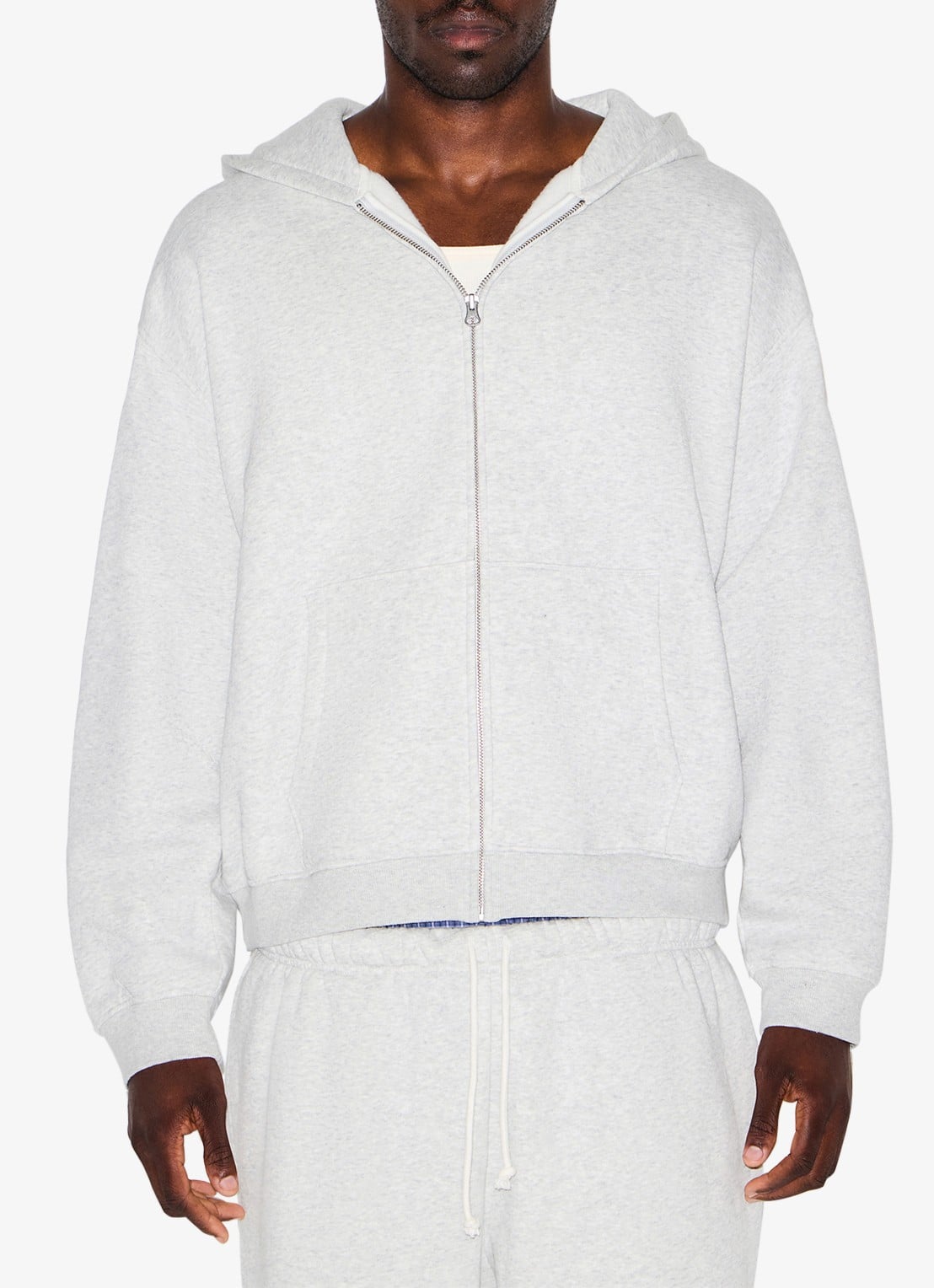 SKIMS Fleece Lounge vest met capuchon - detail 2 light heather grey