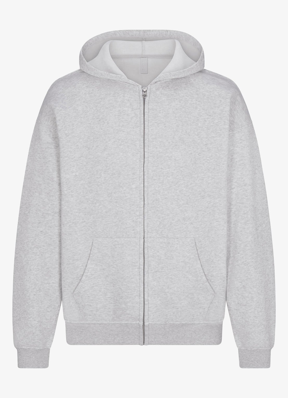SKIMS Fleece Lounge vest met capuchon - voorkant 5 light heather grey