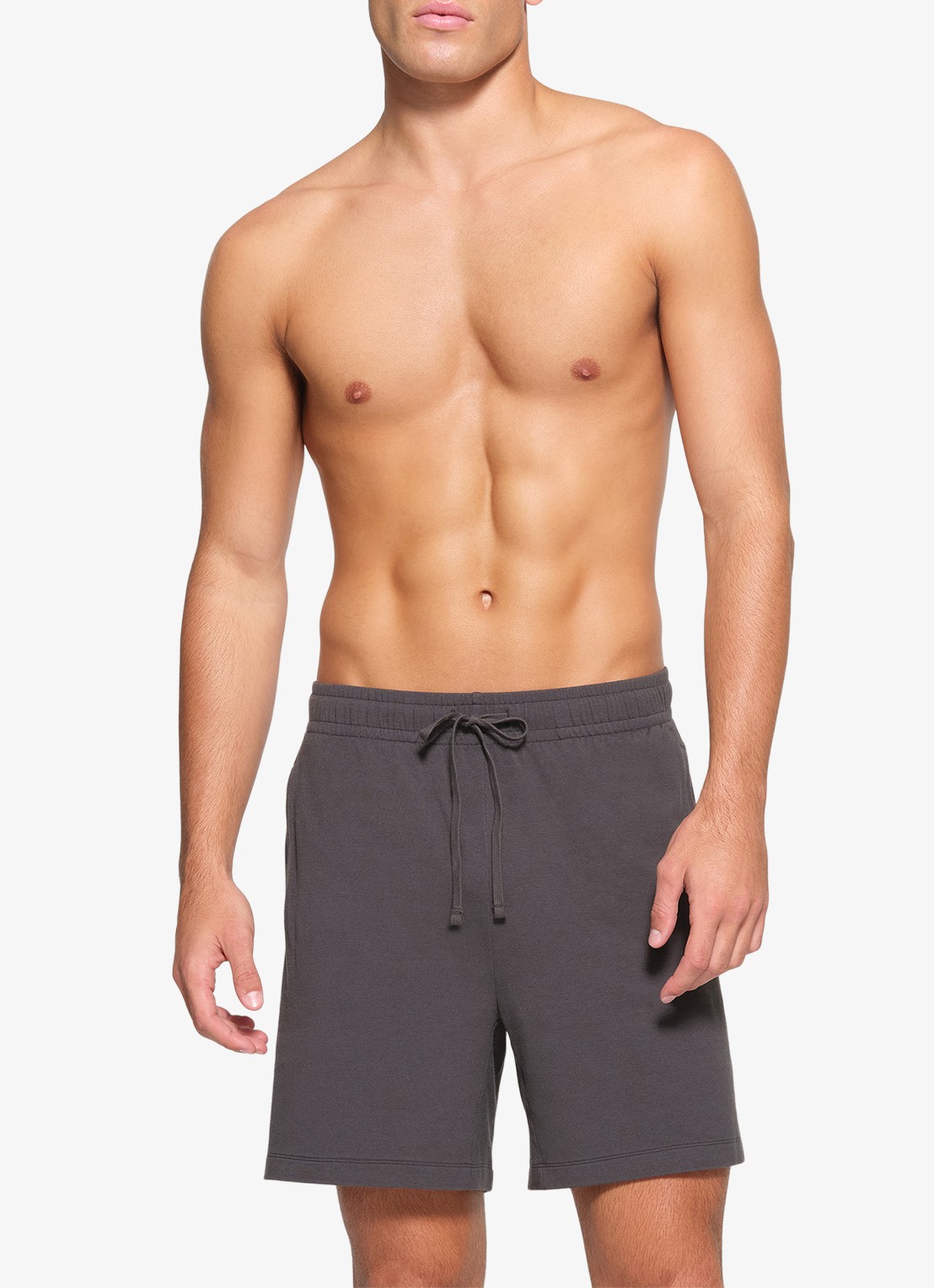 SKIMS Jersey Lounge straight fit korte jogginsbroek  - voorkant 4 antraciet