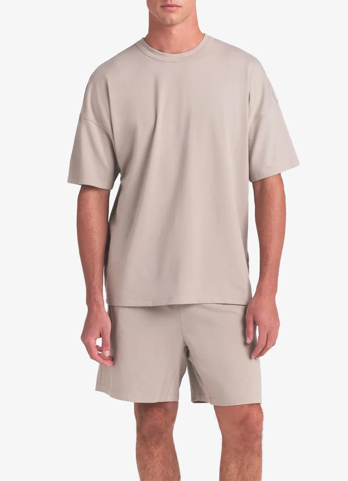 SKIMS Jersey Lounge straight fit korte jogginsbroek  - detail beige