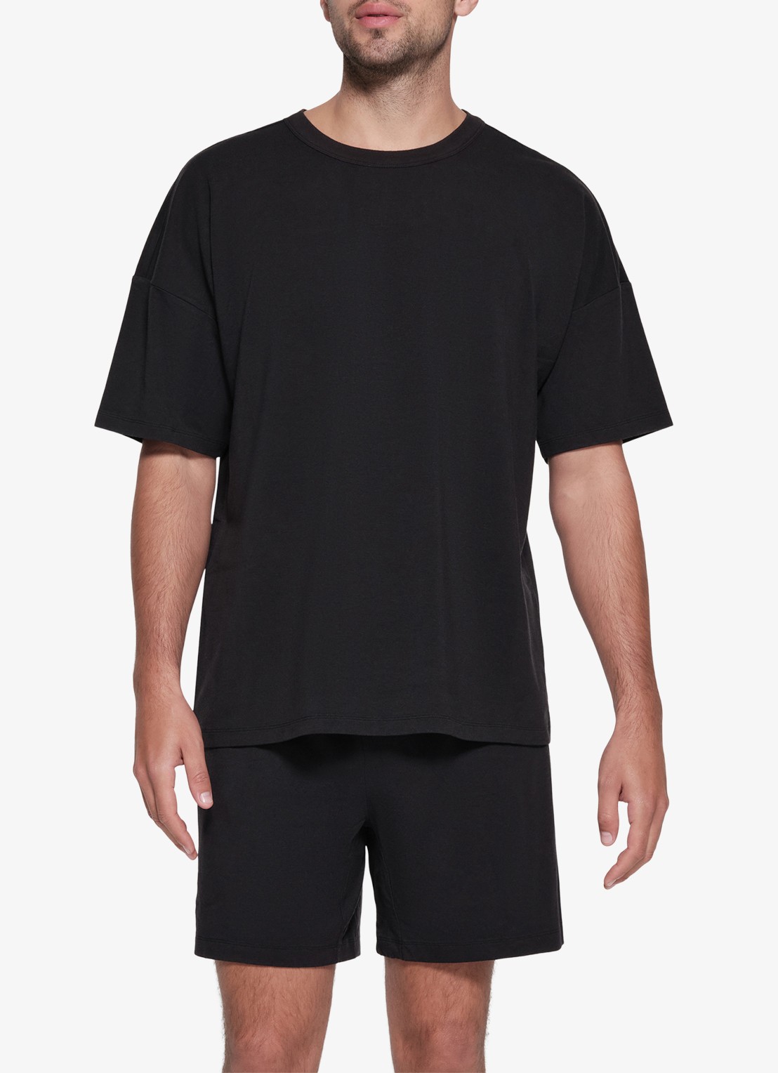 SKIMS Jersey Lounge T-shirt met ronde hals - detail zwart