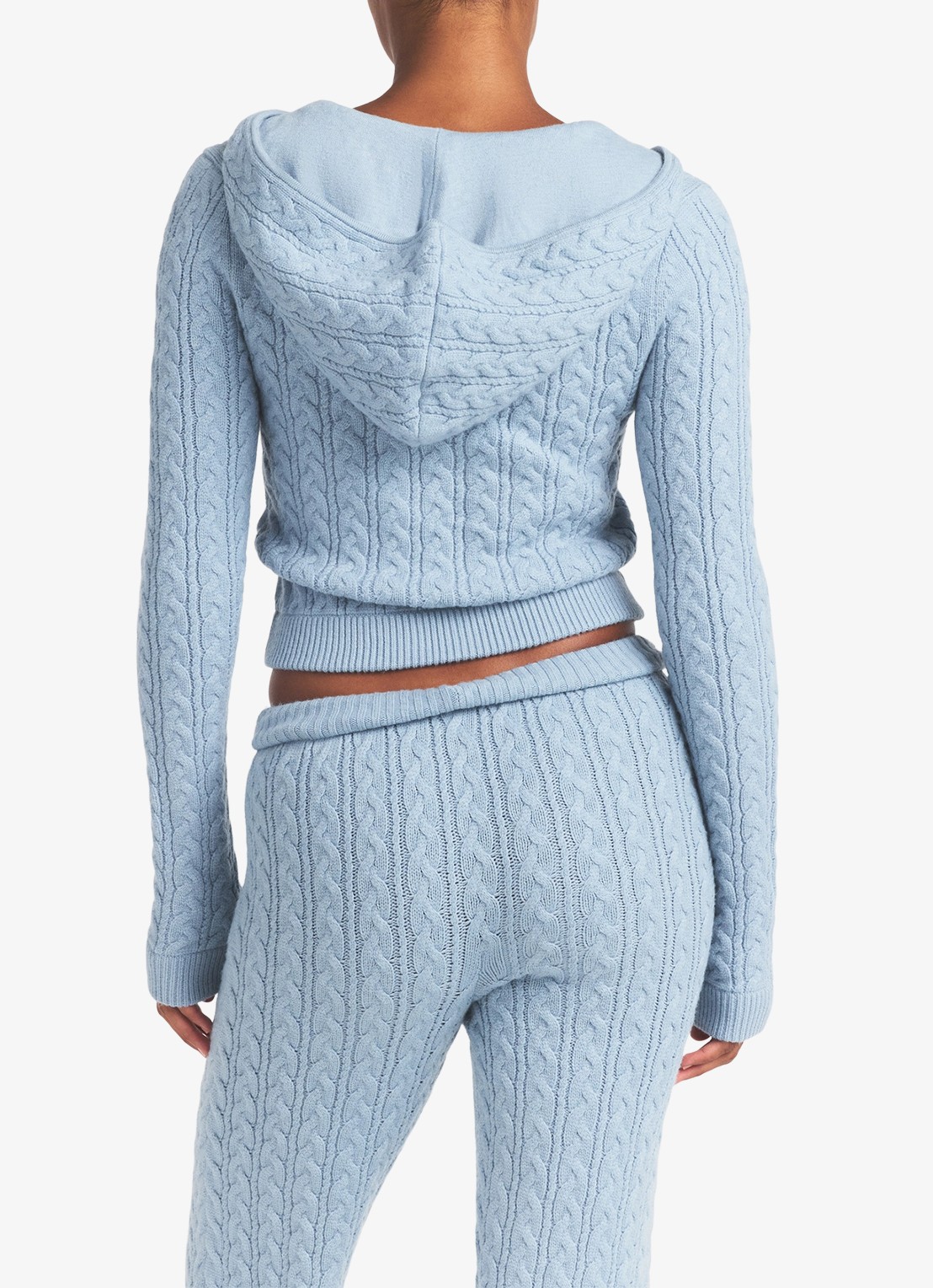 SKIMS Kabelgebreid vest met capuchon - achterkant beige