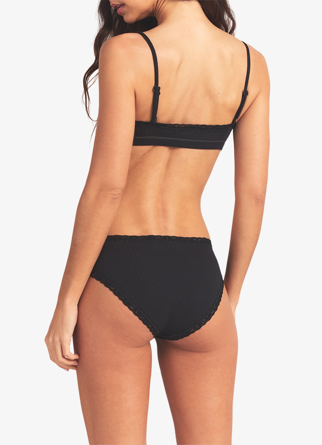 SKIMS Lightweight Cotton Pointelle slip met kant - achterkant 3 soot tonal
