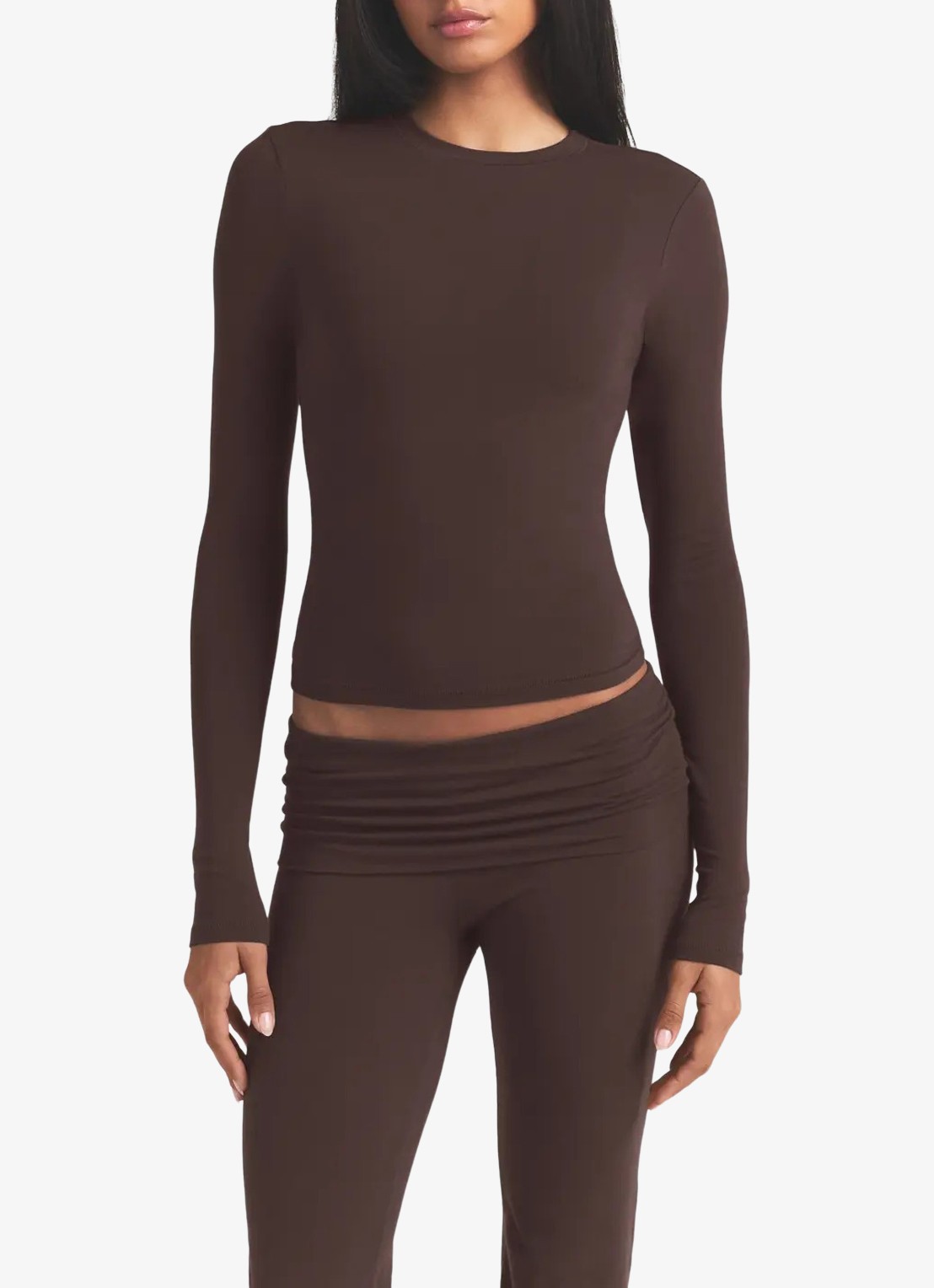 SKIMS Longsleeve met stretch - detail bruin