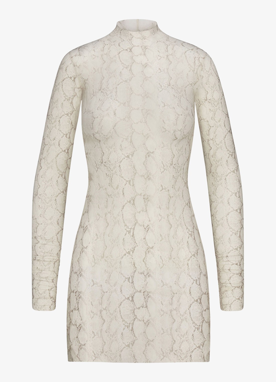 SKIMS Milky Sheer semi-transparante longsleeve met print - voorkant stone pastel snake print