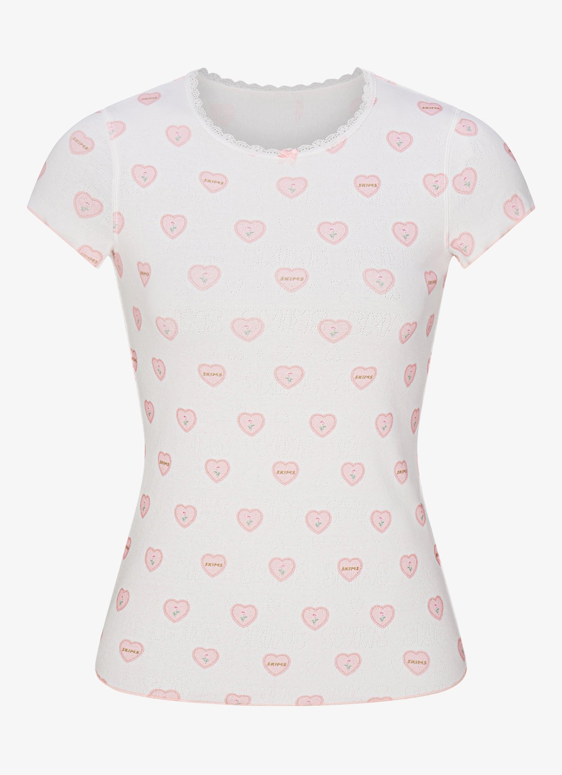 SKIMS Pointelle pyjamaset met print - voorkant 3 snow lace hearts