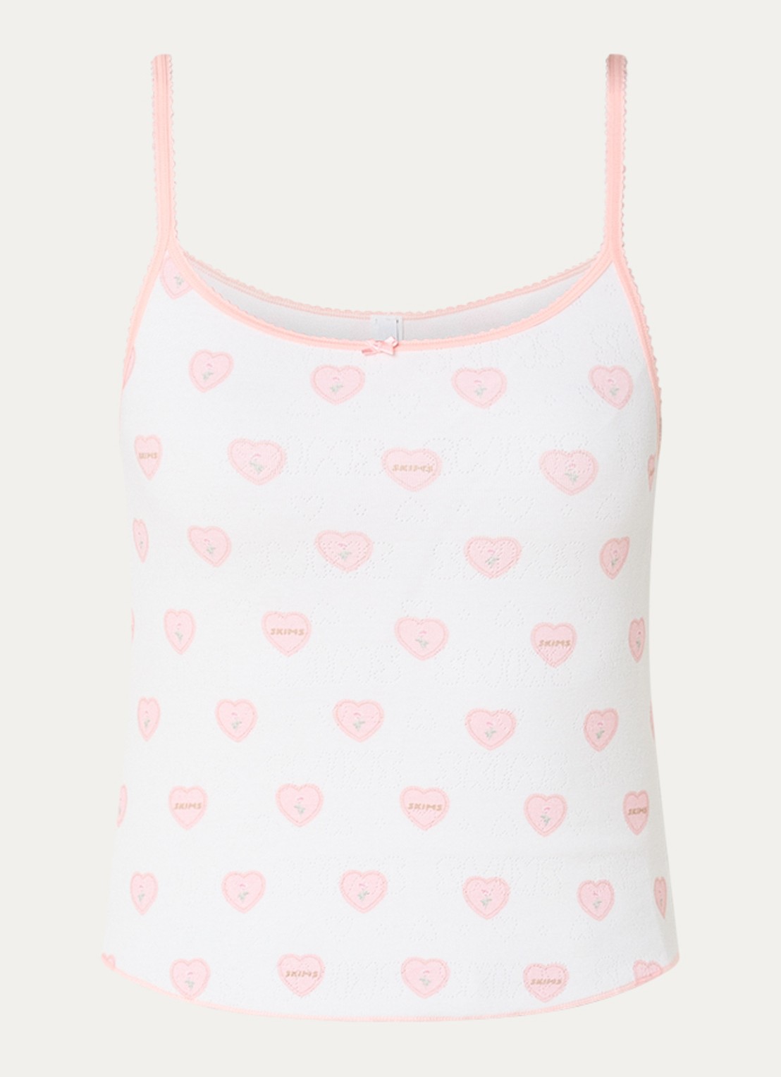 SKIMS Pointelle pyjamatop met logoprint - voorkant 2 wit