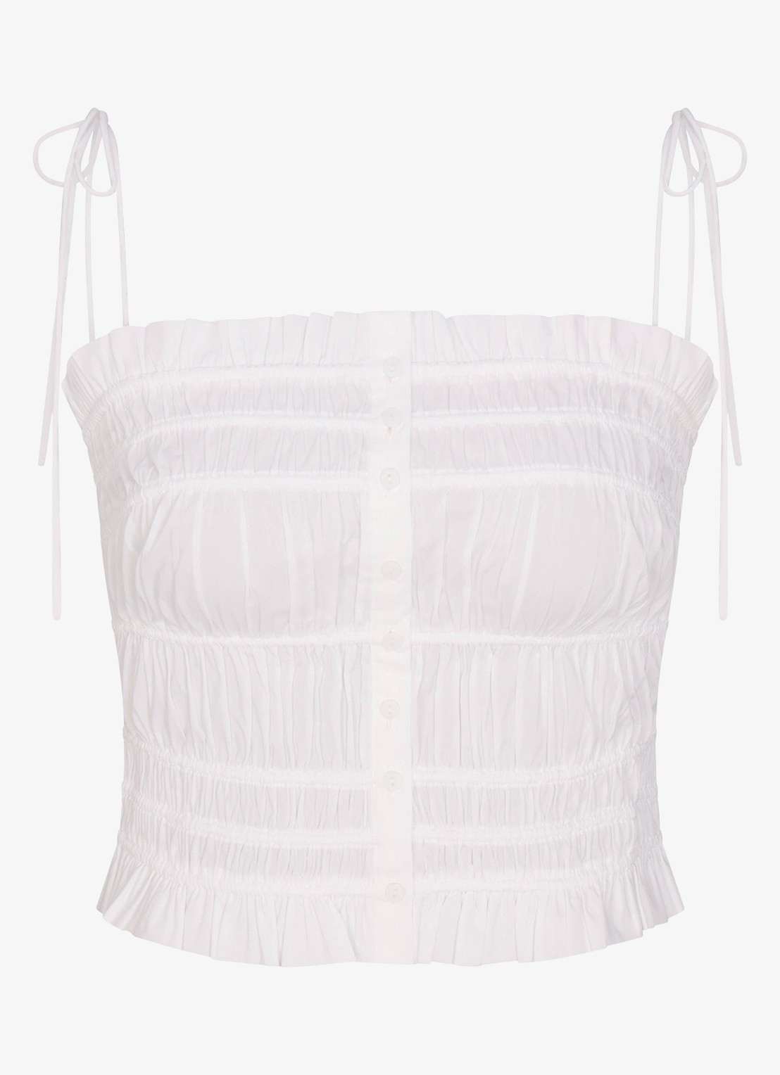 SKIMS Poplin Ruffle top met ruches  - voorkant snow