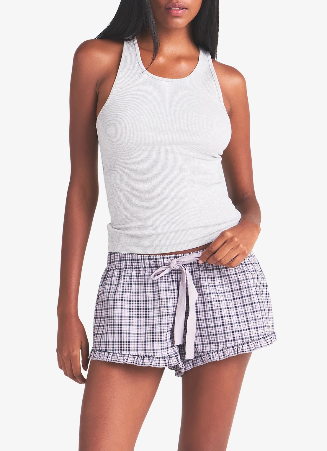SKIMS Pyjamabroek met ruitdessin - detail 2 beige