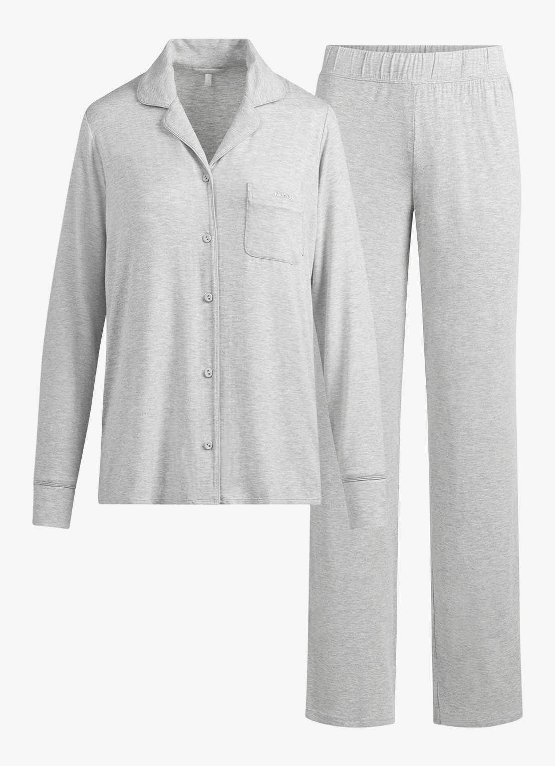 SKIMS Pyjamaset met logo - voorkant 3 lichtgrijs