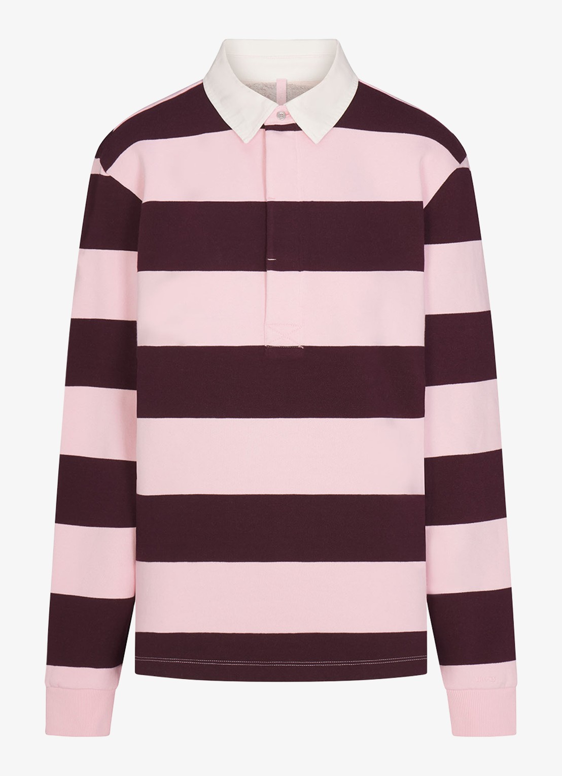 SKIMS Regular fit polo met streepprint - voorkant 4 rood