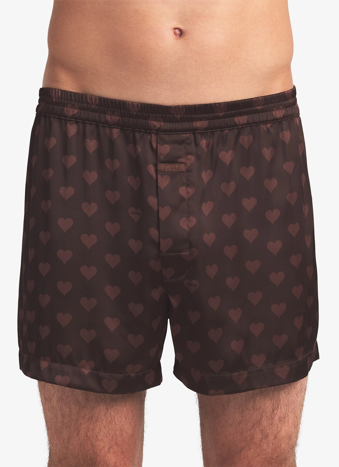 SKIMS Sateen Sleep boxershorts met print - detail cocoa heart halfdrop