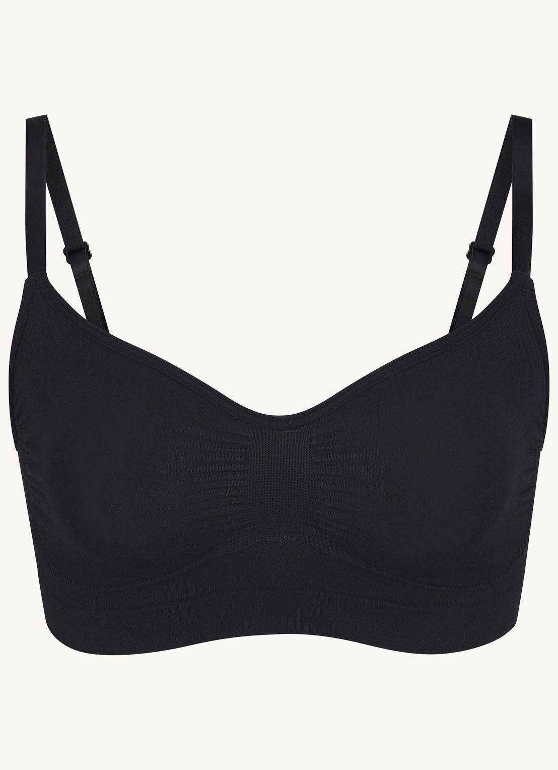 SKIMS Seamless Sculpt bralette met plooidetail - voorkant 4 zwart