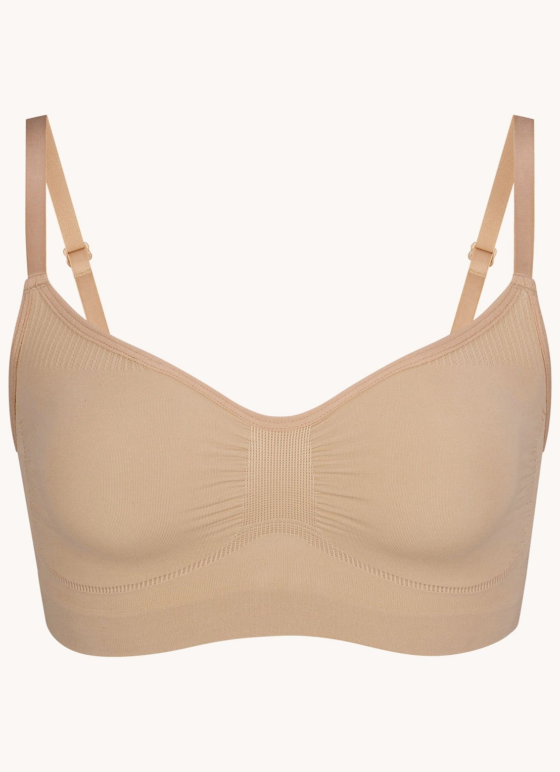 SKIMS Seamless Sculpt bralette met plooidetail - voorkant 4 beige