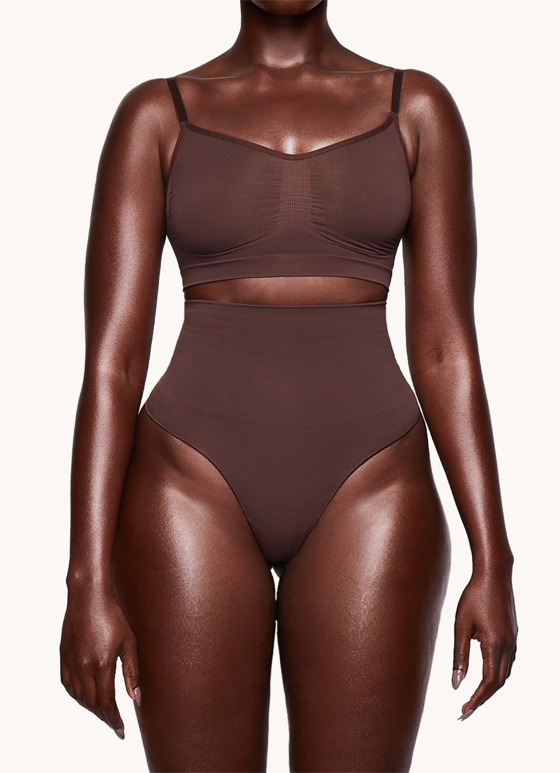 SKIMS Seamless Sculpt bralette met plooidetail - detail 3 donkerbruin
