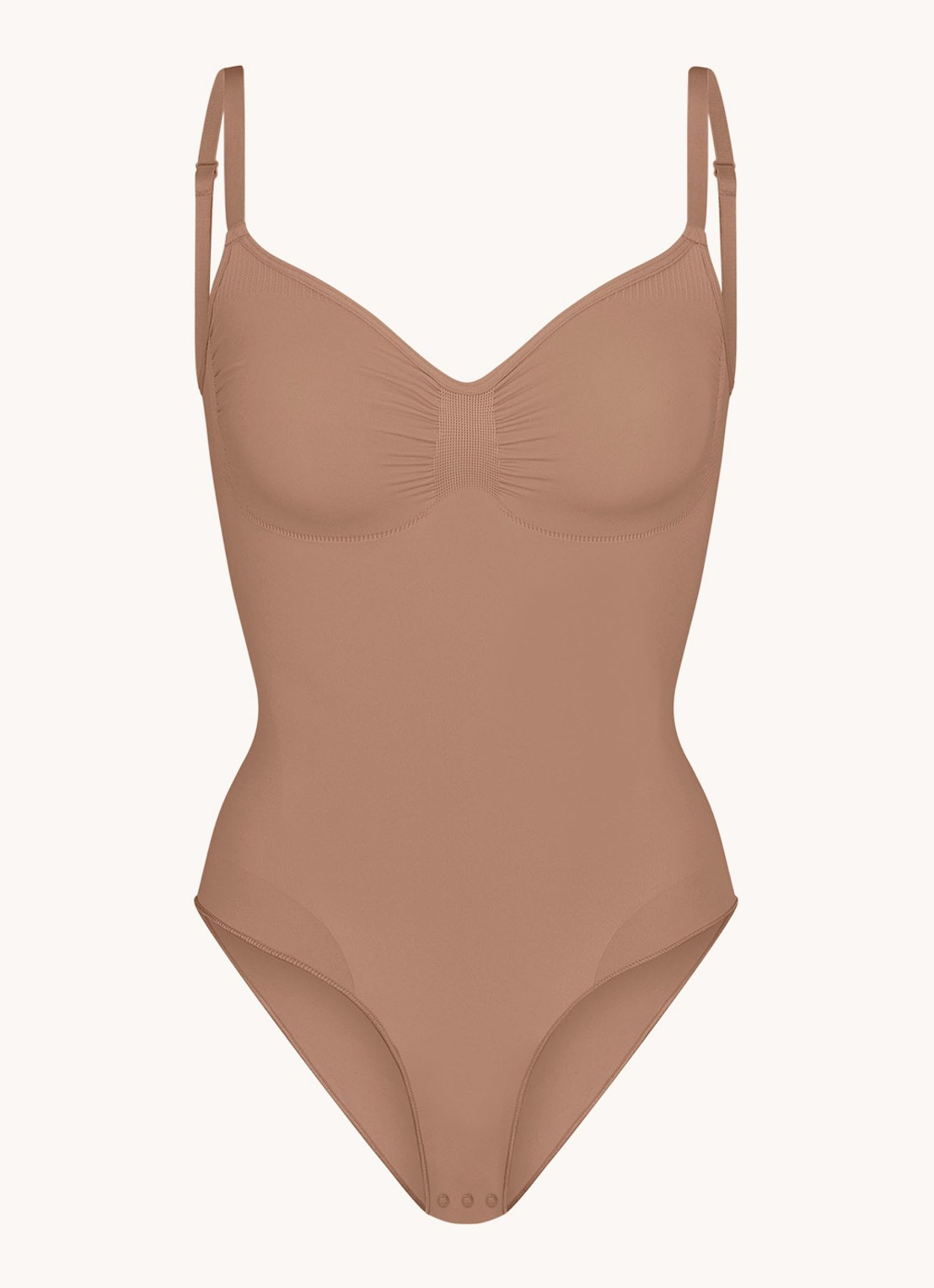 SKIMS Seamless Sculpt corrigerende body met plooidetail - voorkant lichtbruin