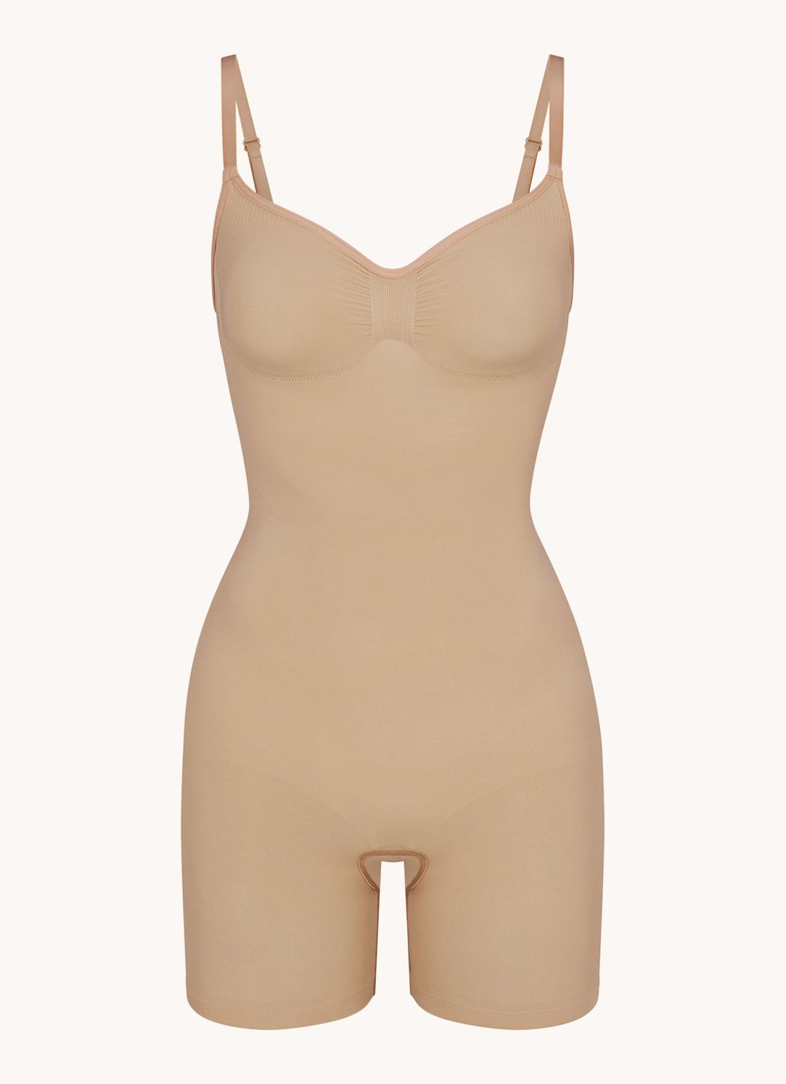 SKIMS Seamless Sculpt corrigerende body met plooidetail - voorkant 2 beige