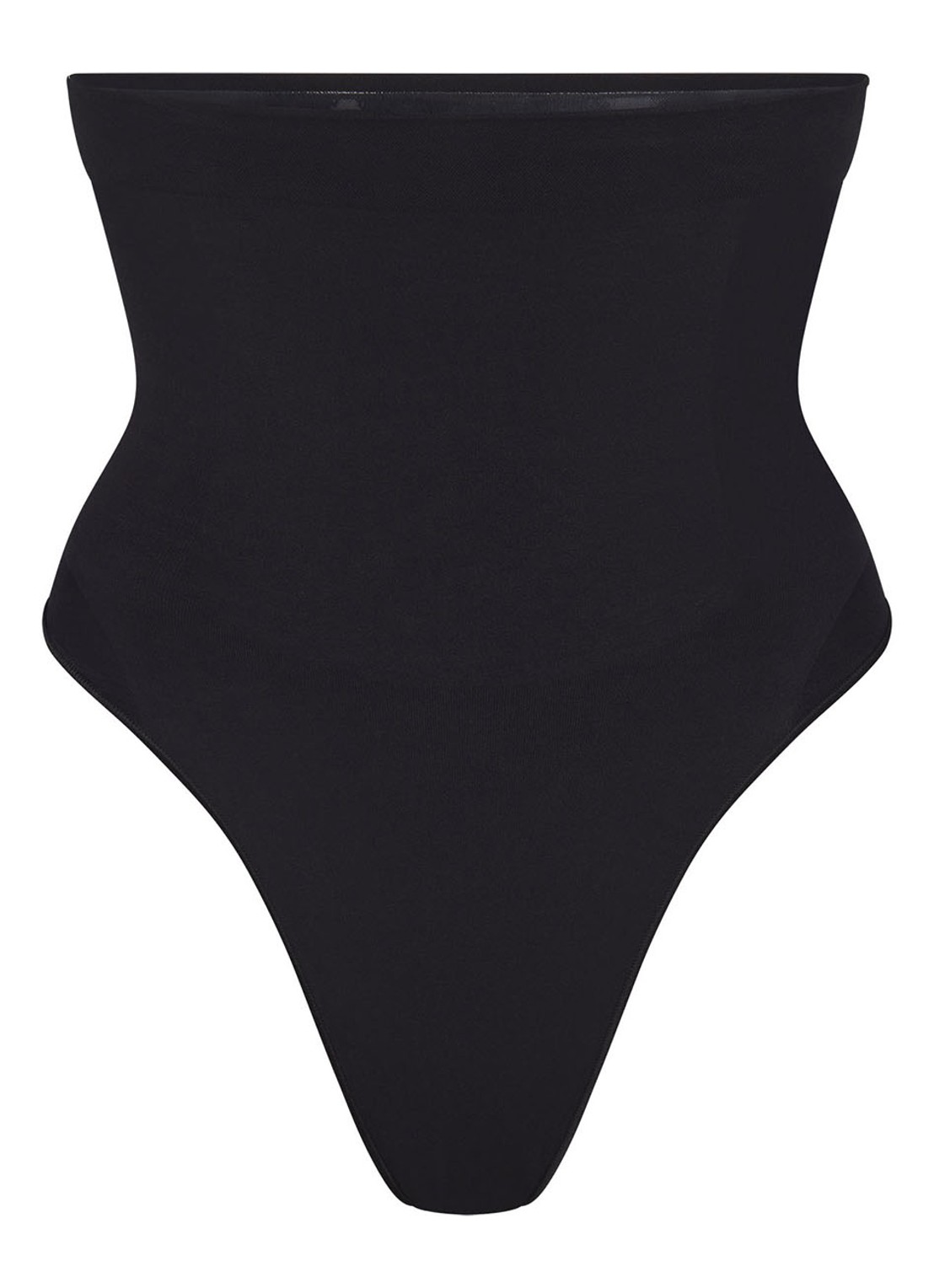SKIMS Seamless Sculpt high waisted corrigerende string - voorkant 2 zwart