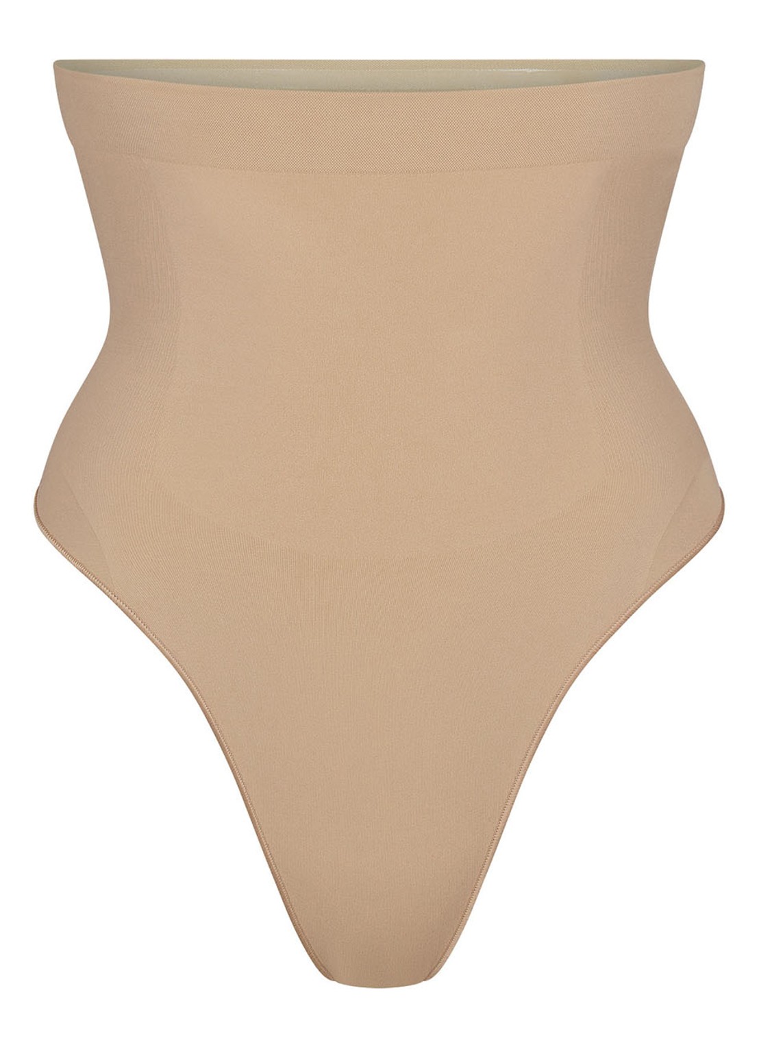 SKIMS Seamless Sculpt high waisted corrigerende string - voorkant beige