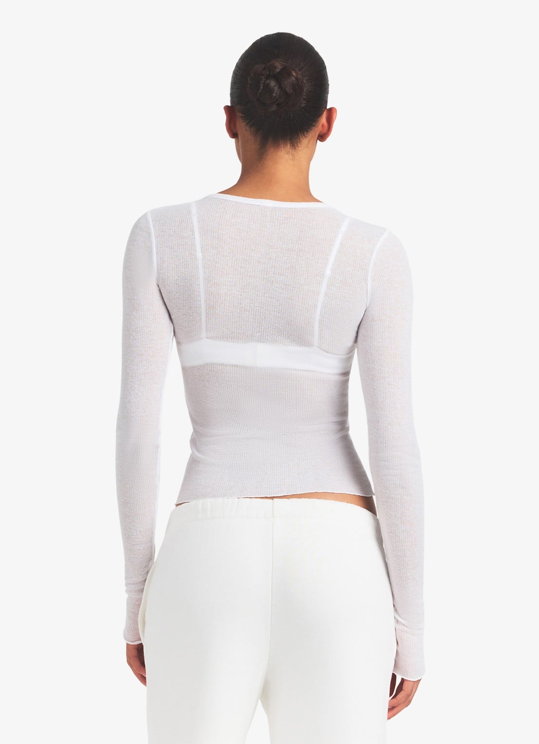 SKIMS Semi-transparante longsleeve met ronde hals - achterkant 5 wit