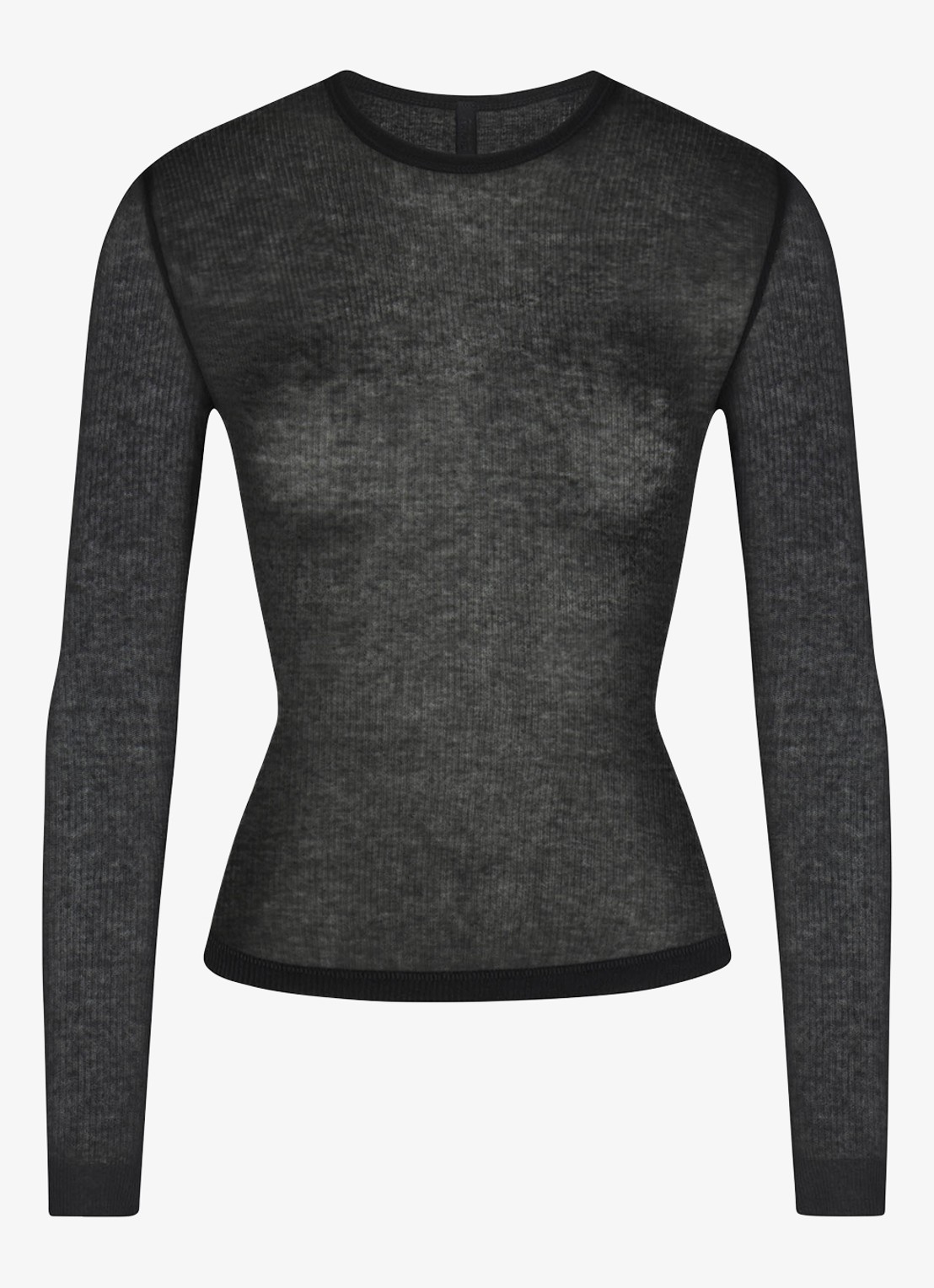 SKIMS Semi-transparante longsleeve met ronde hals - voorkant 2 zwart