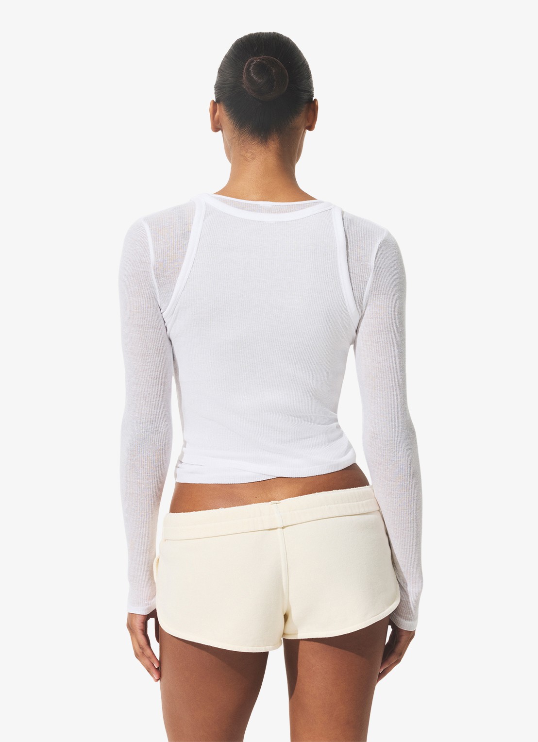 SKIMS Semi-transparante tanktop met ribstructuur - achterkant 4 wit
