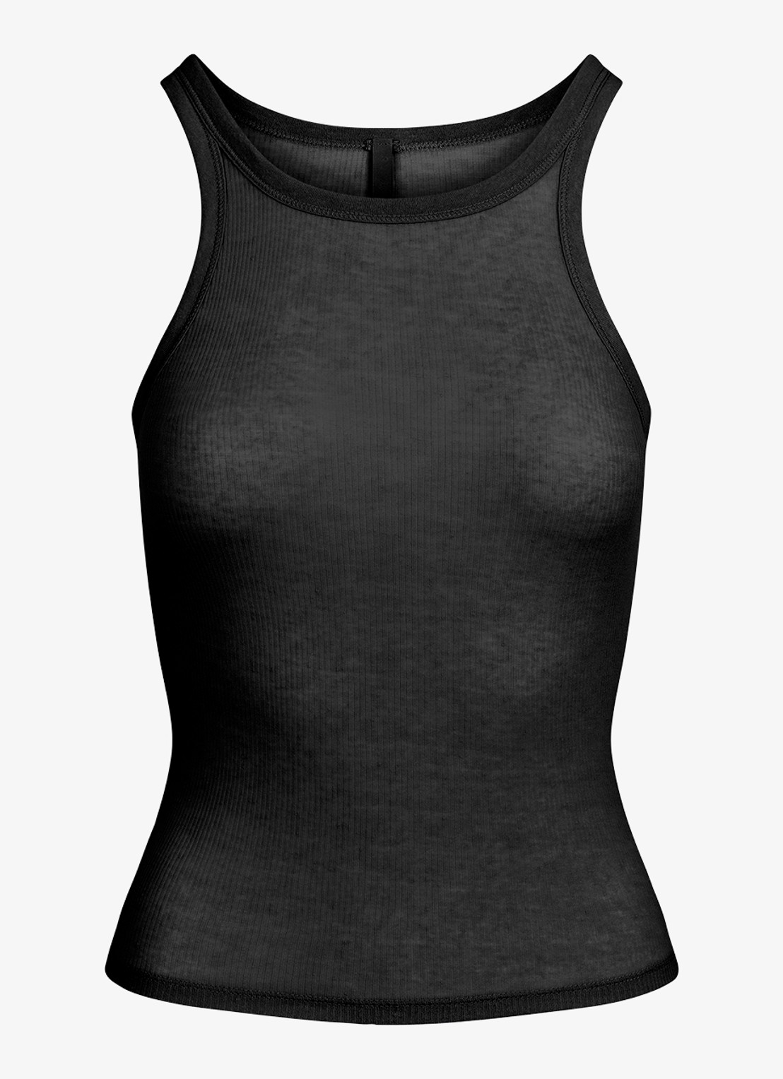 SKIMS Semi-transparante tanktop met ribstructuur - voorkant 2 zwart