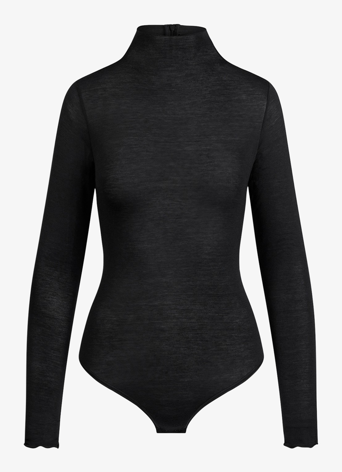SKIMS Sheer Modal semi-transparante body in kasjmierblend met col  - voorkant 3 onyx