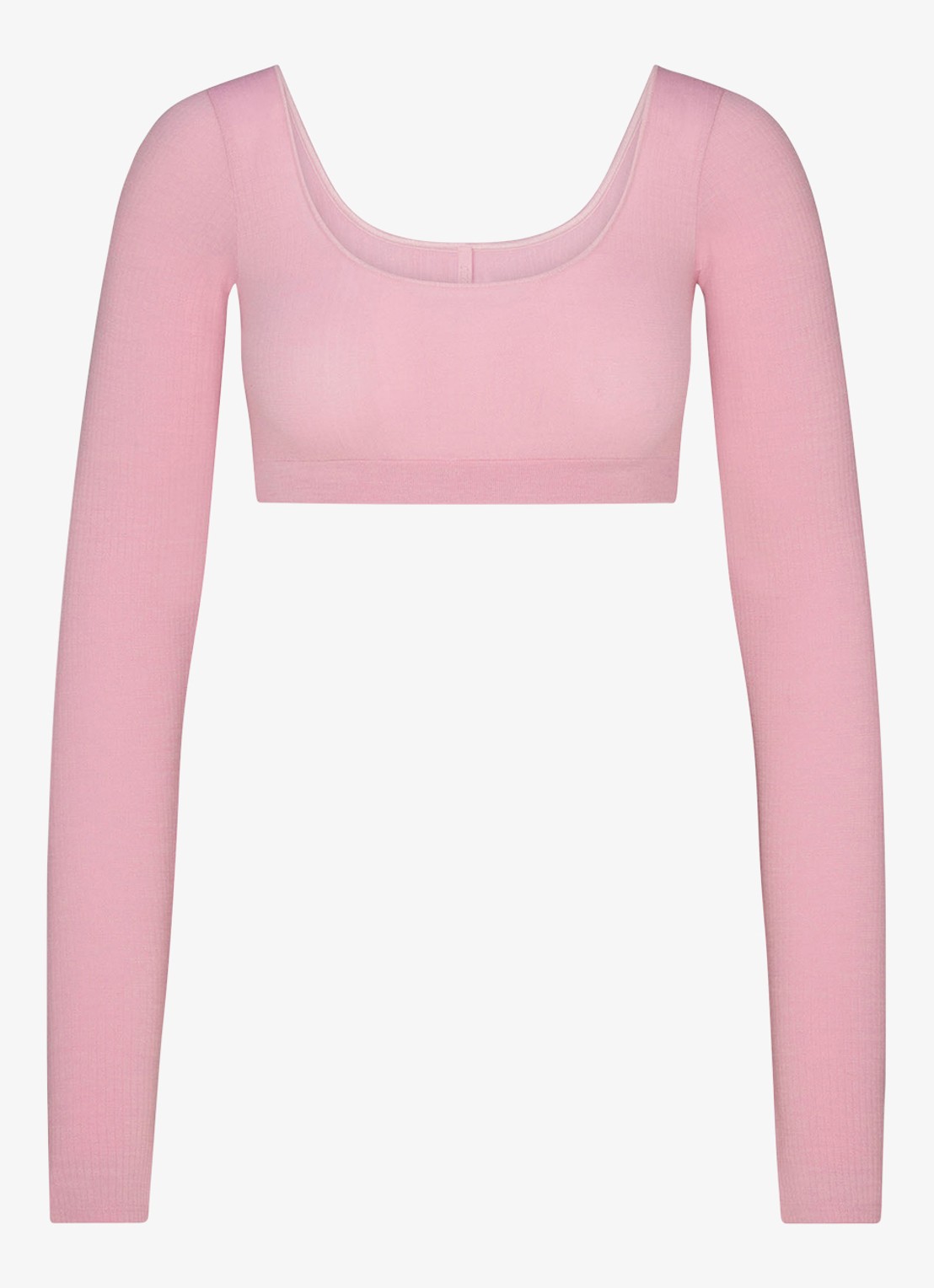 SKIMS Sheer Seamless crop top in wolblend - voorkant halite / roze