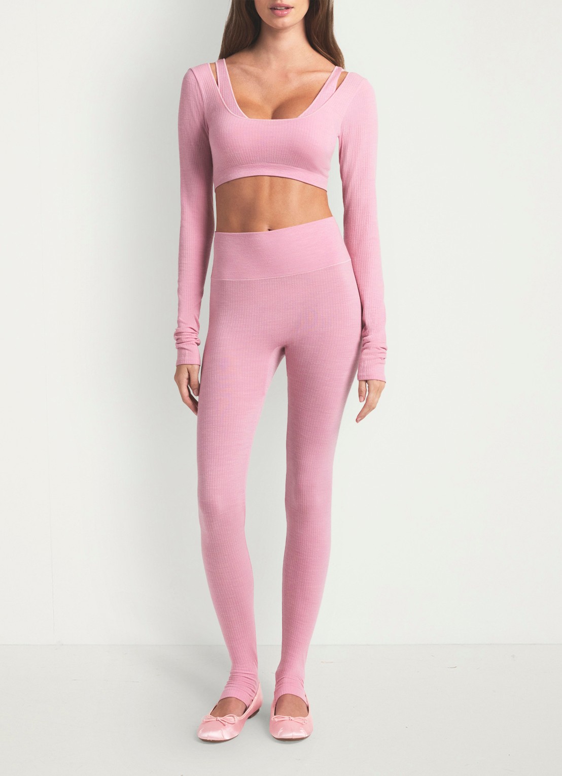 SKIMS Sheer Seamless high waist legging in wolblend - voorkant 5 halite