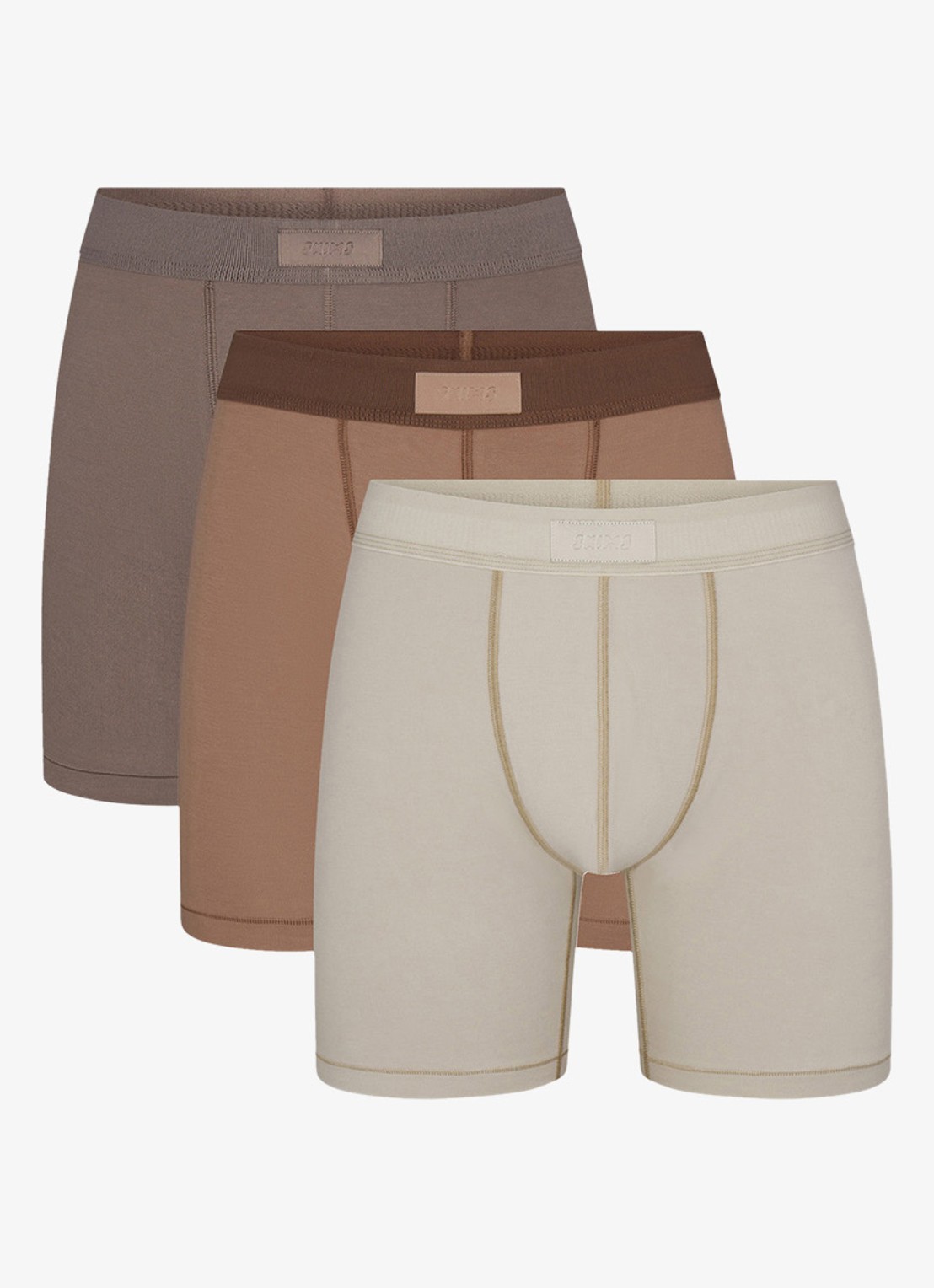 SKIMS Skims Cotton 5" boxershorts in 3-pack - voorkant bruin
