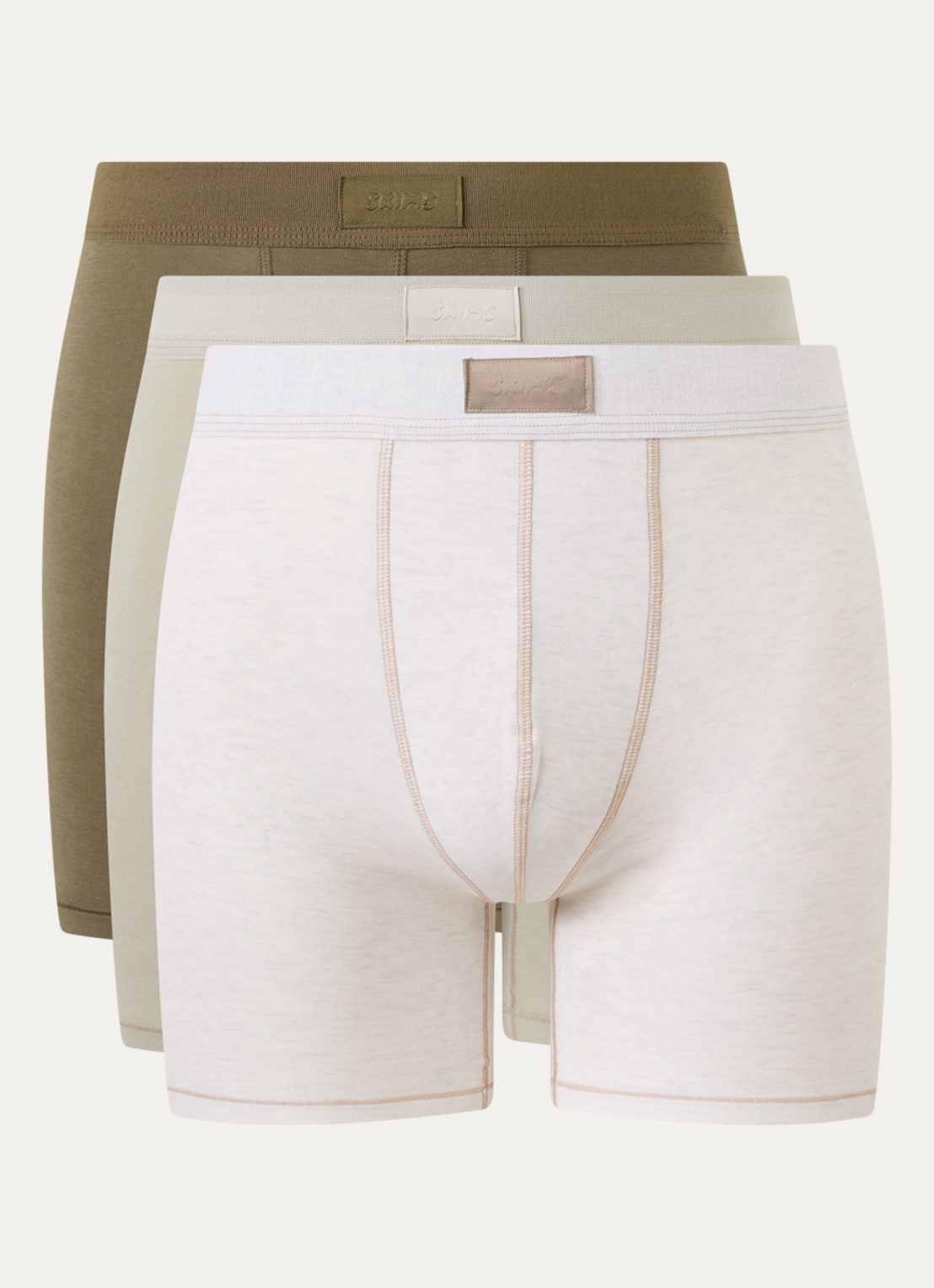 SKIMS Skims Cotton 5" boxershorts in 3-pack - voorkant 3 legergroen