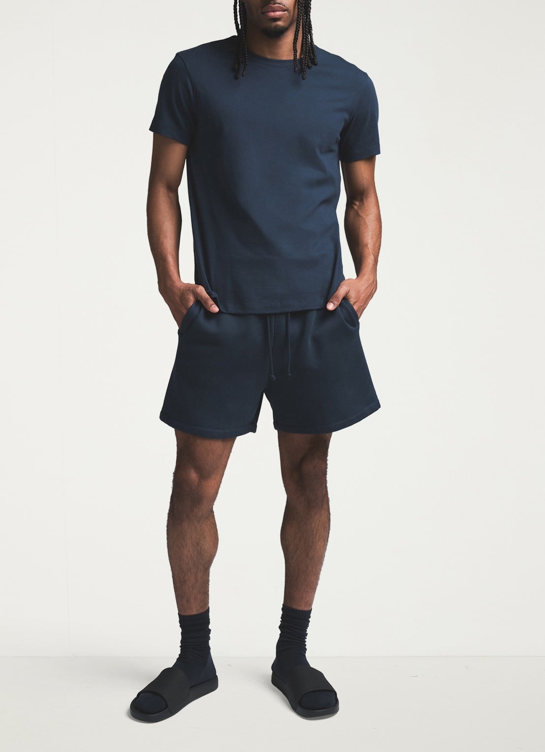 SKIMS Skims Cotton T-shirt met ronde hals - voorkant 4 donkerblauw