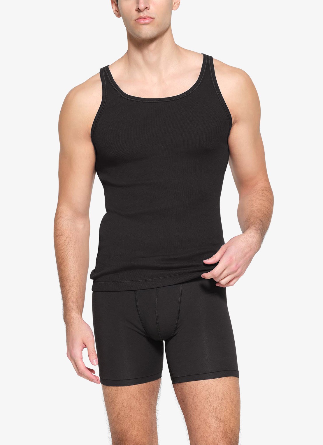 SKIMS Skims Cotton tanktop met ribstructuur in 3-pack - detail 3 onyx
