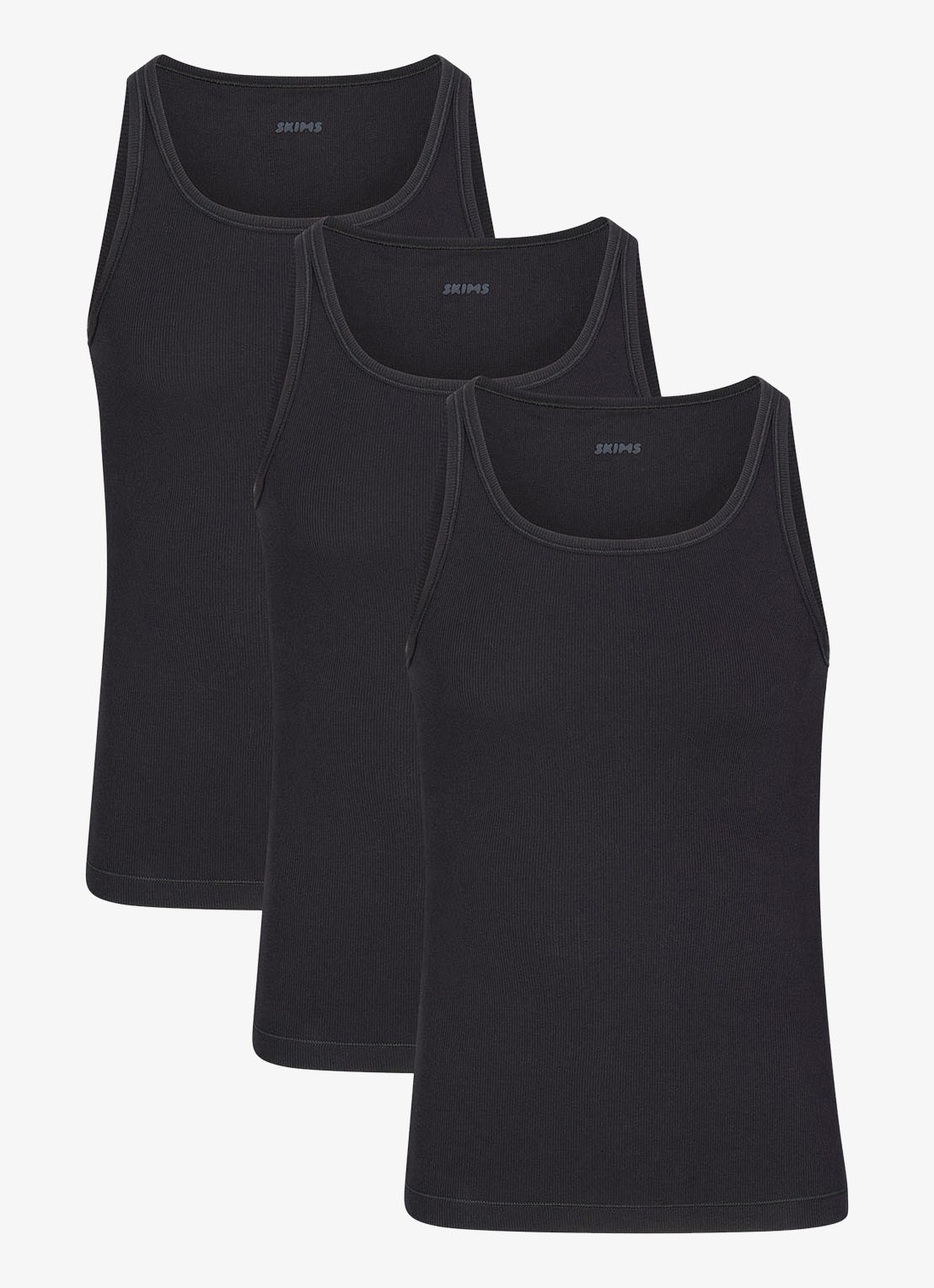 SKIMS Skims Cotton tanktop met ribstructuur in 3-pack - voorkant onyx