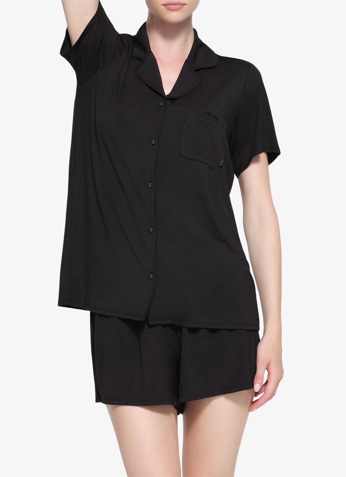 SKIMS Skims Sleep pyjamaset met logoborduring - voorkant 6 zwart