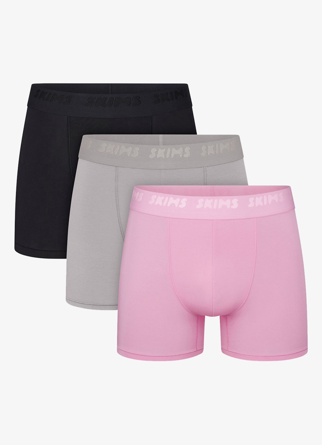 SKIMS Skims Stretch 3" boxershorts met logoband in 3-pack - voorkant bubblegum mirror
