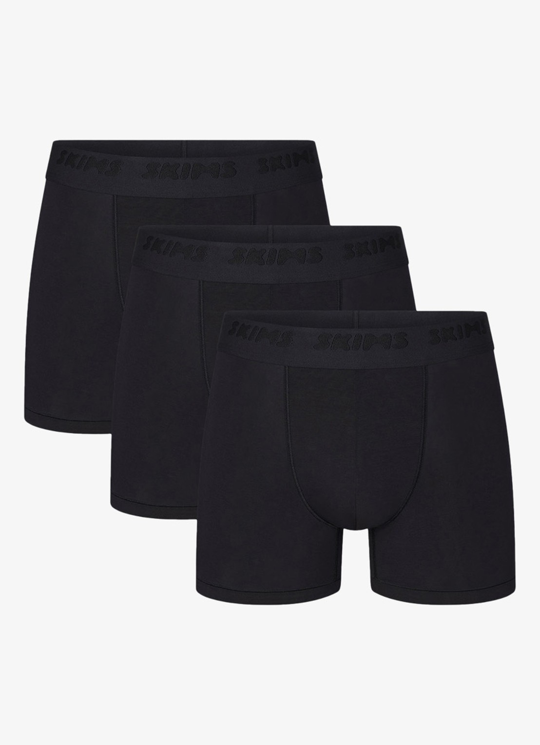 SKIMS Skims Stretch 3" boxershorts met logoband in 3-pack - voorkant 2 zwart