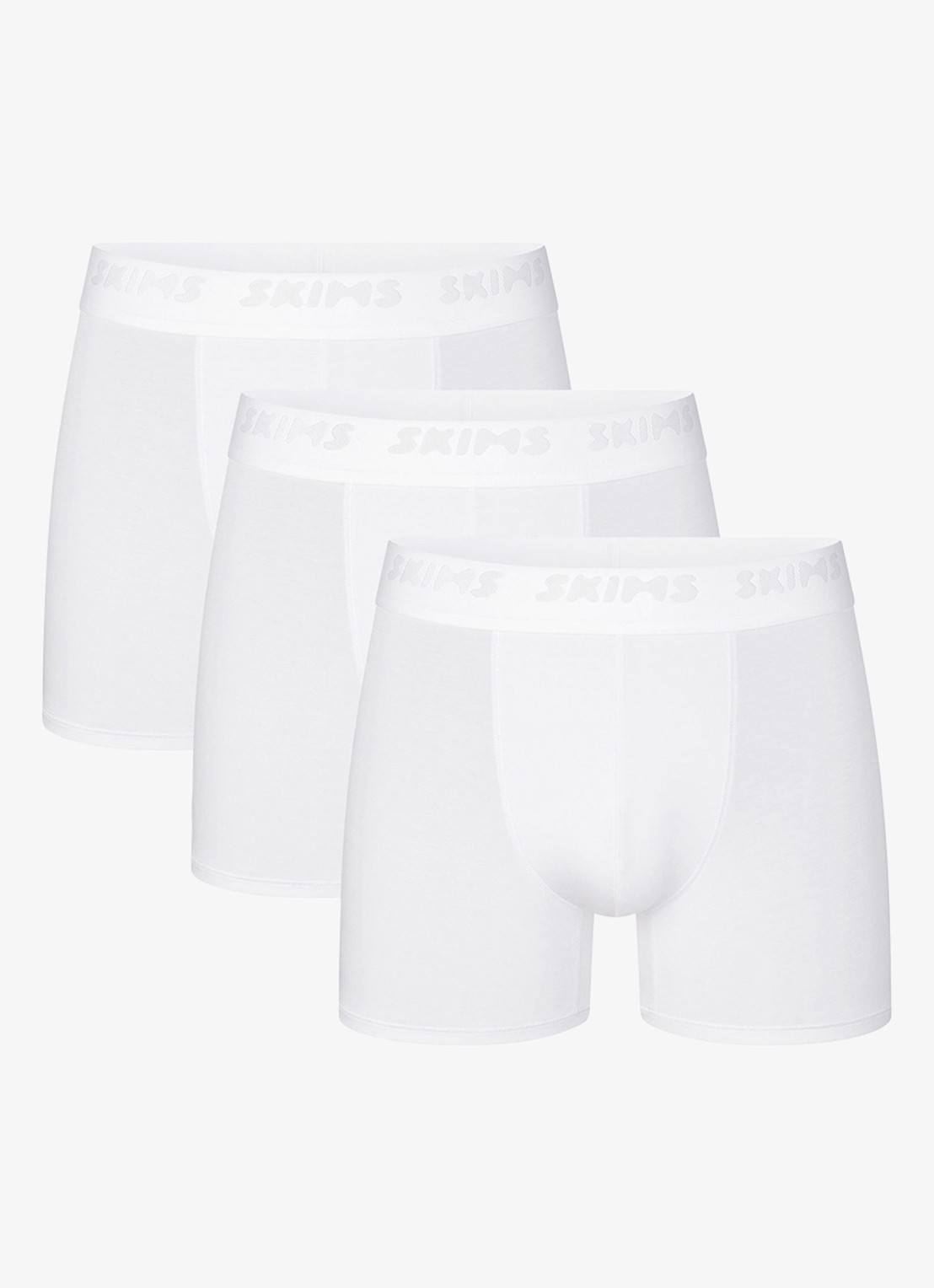SKIMS Skims Stretch 3" boxershorts met logoband in 3-pack - voorkant chalk