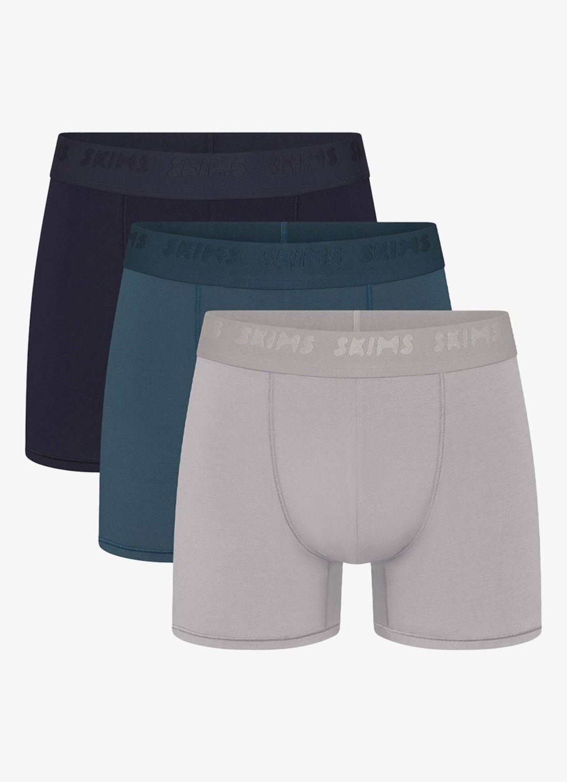 SKIMS Skims Stretch 3" boxershorts met logoband in 3-pack - voorkant indigo