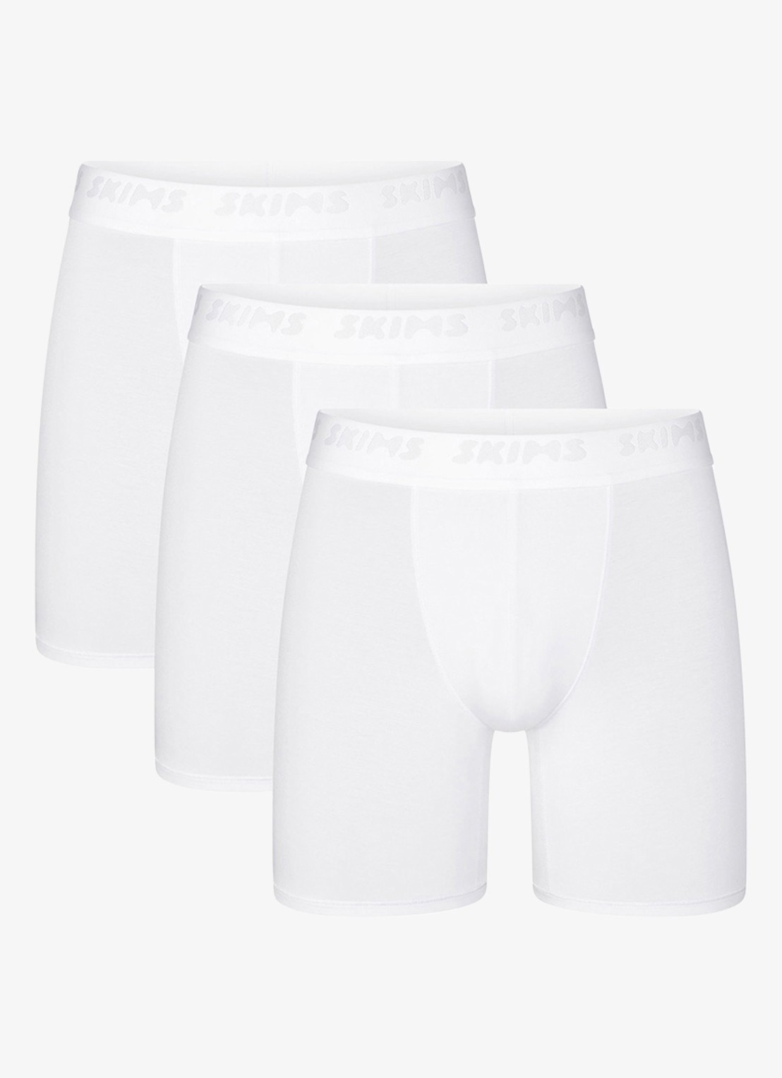 SKIMS Skims Stretch 5" boxershorts met logoband in 3-pack - voorkant wit