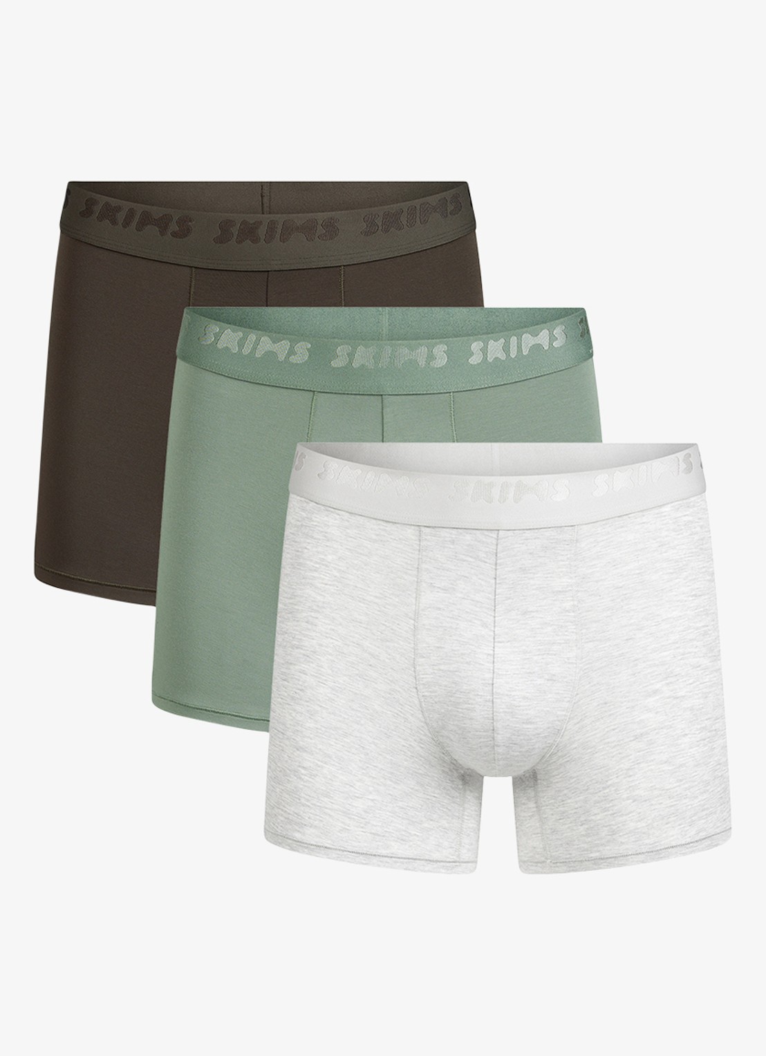 SKIMS Skims Stretch 5" boxershorts met logoband in 3-pack - voorkant 6 laurel multi