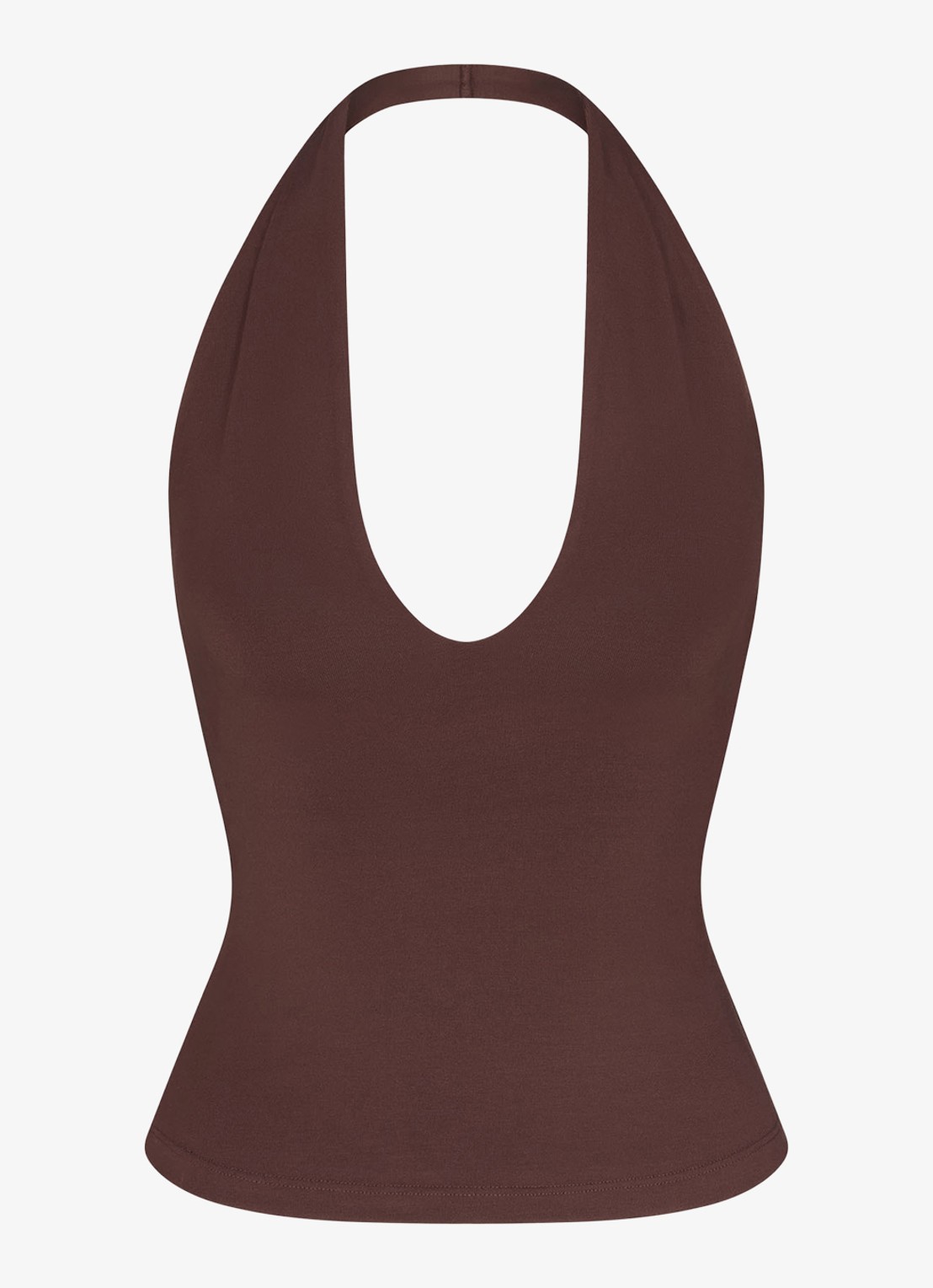 SKIMS Smooth Layers haltertop  - voorkant 3 chocoladebruin