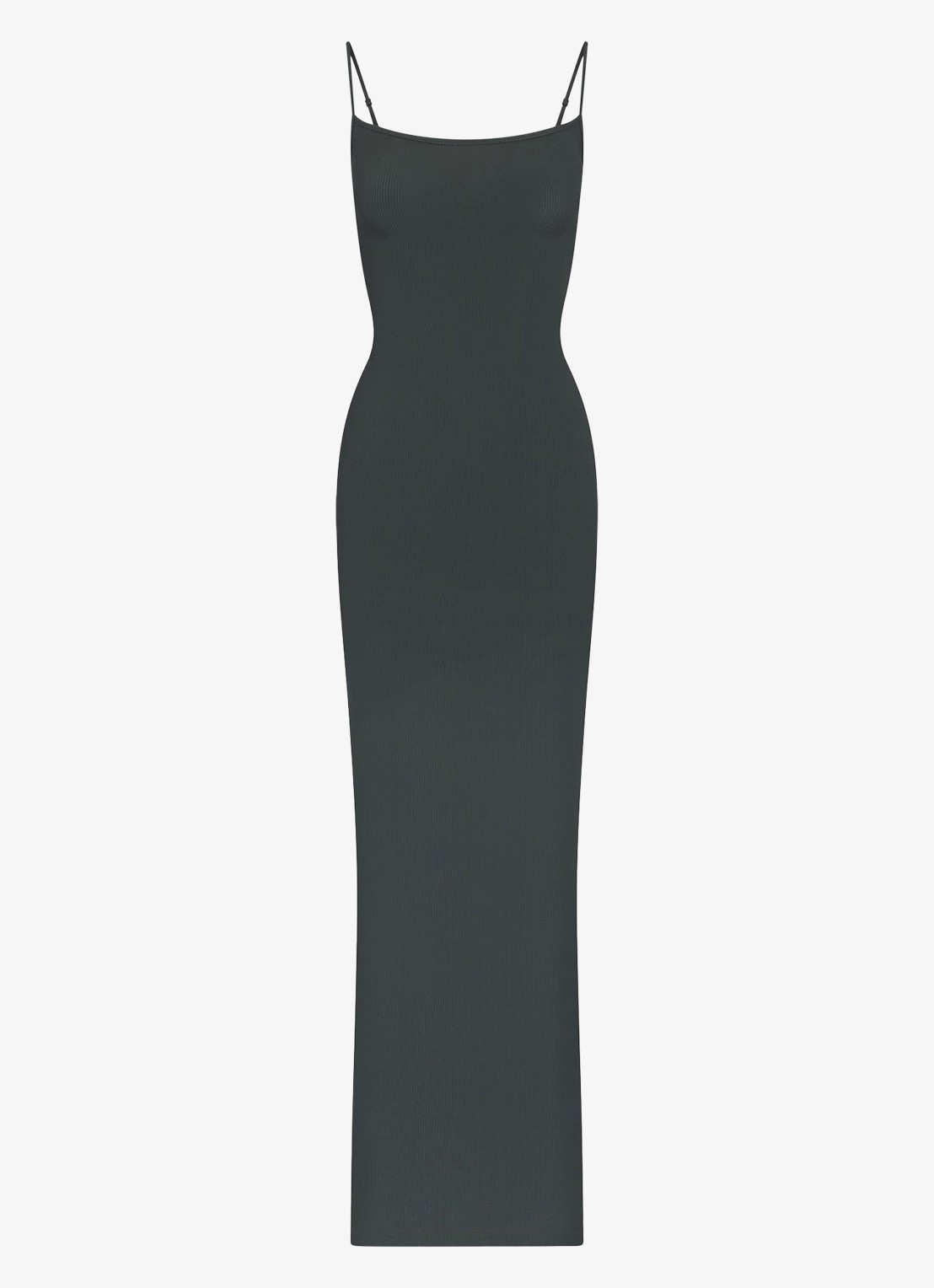 SKIMS Soft Lounge maxi jurk met ribstructuur - voorkant donkergroen