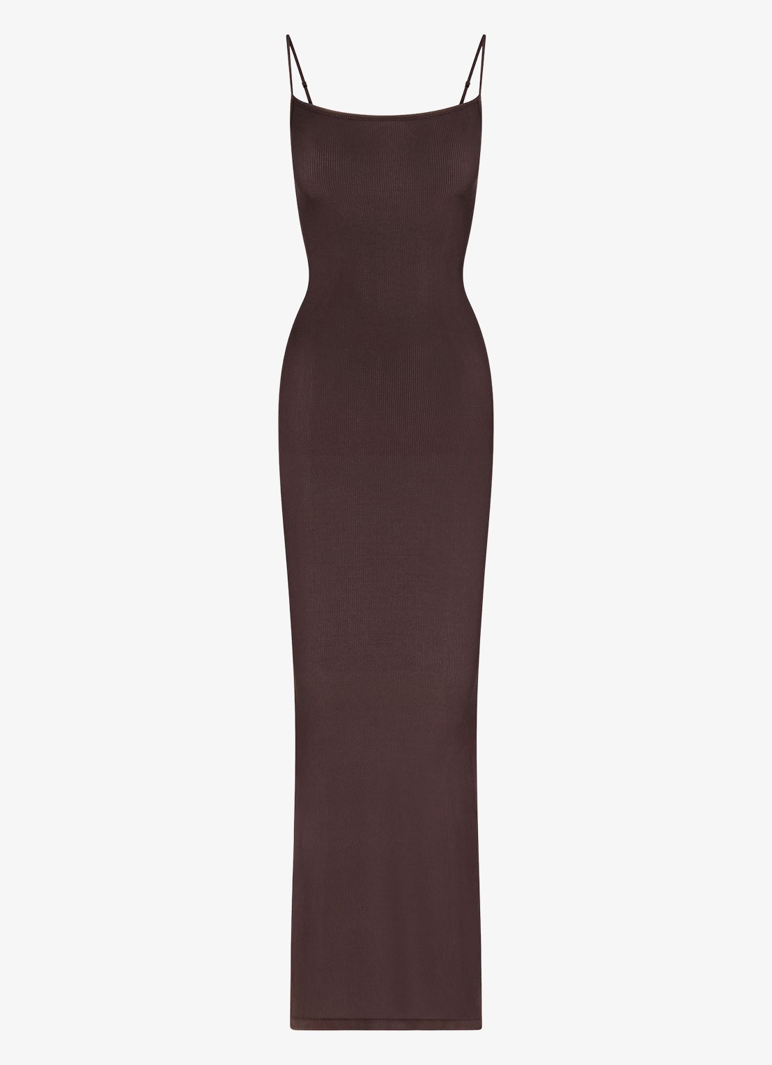 SKIMS Soft Lounge maxi jurk met ribstructuur - voorkant 2 donkerbruin