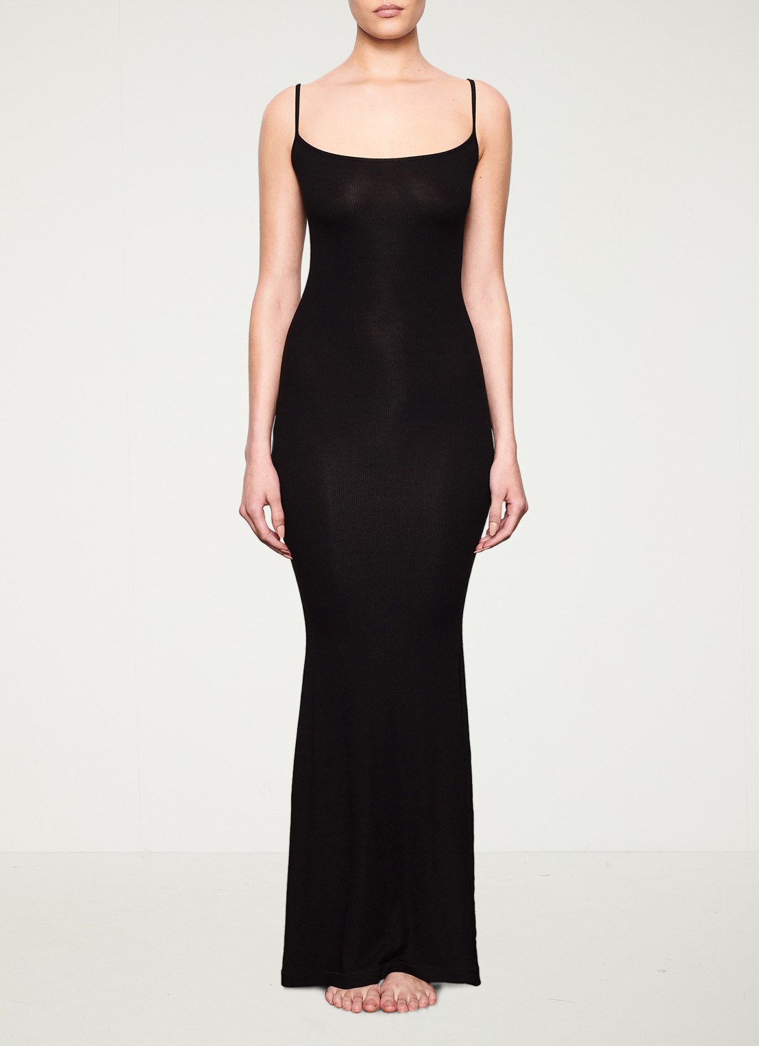 SKIMS Soft Lounge maxi jurk met ribstructuur - detail 2 zwart