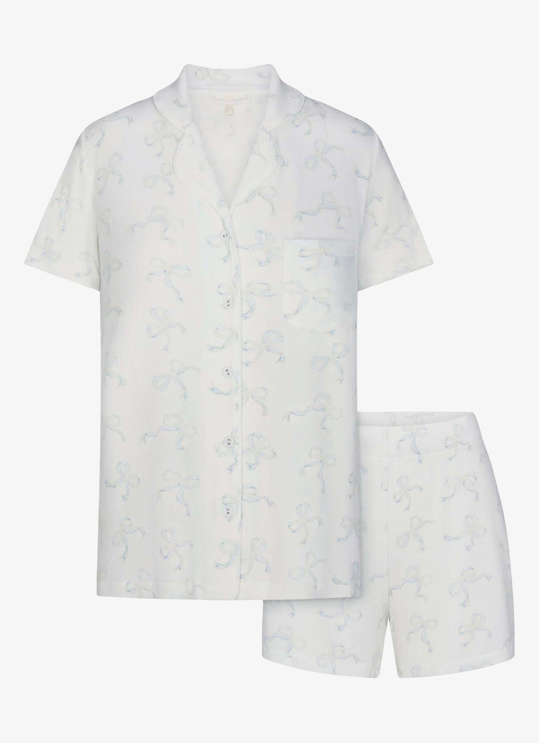 SKIMS Soft Lounge pyjamaset met ribstructuur - voorkant ivoor