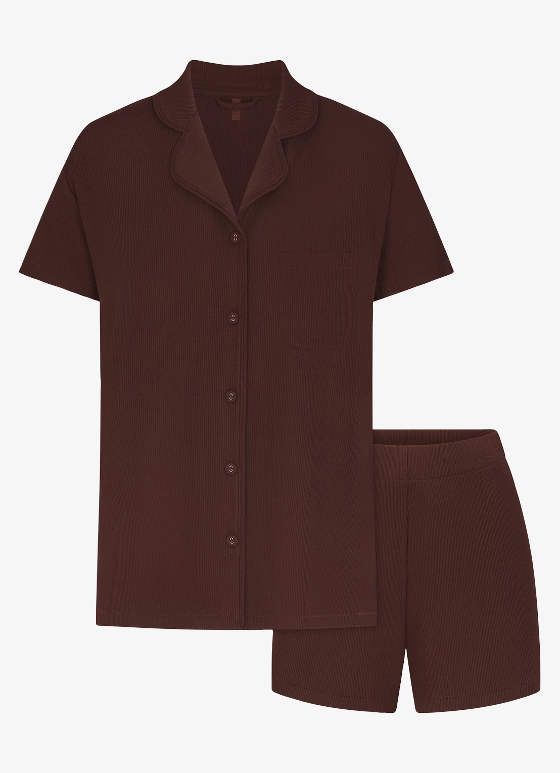SKIMS Soft Lounge pyjamaset  - voorkant chocoladebruin