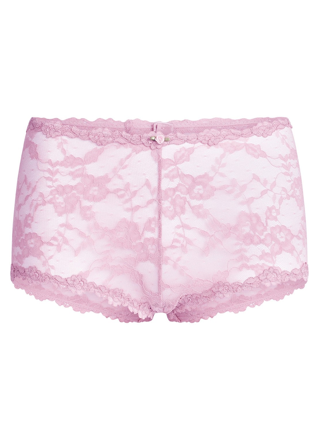 SKIMS Stretch Lace Boyshort van kant  - voorkant baby pink